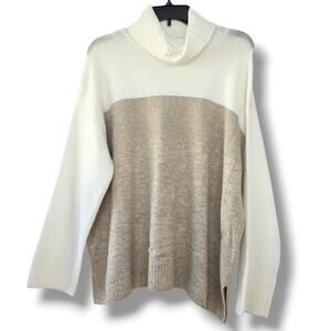 Vince Camuto Women's Sweater Size 1X Sequin Turtleneck NWT Casual Cream Tan